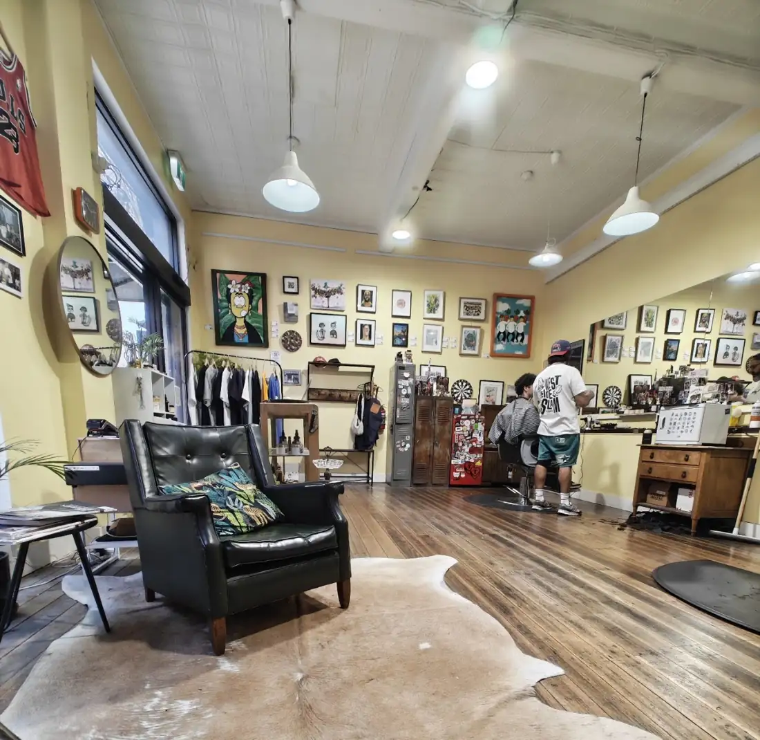 Inside Yours Truly Barbershop on Chambers St, Footscray