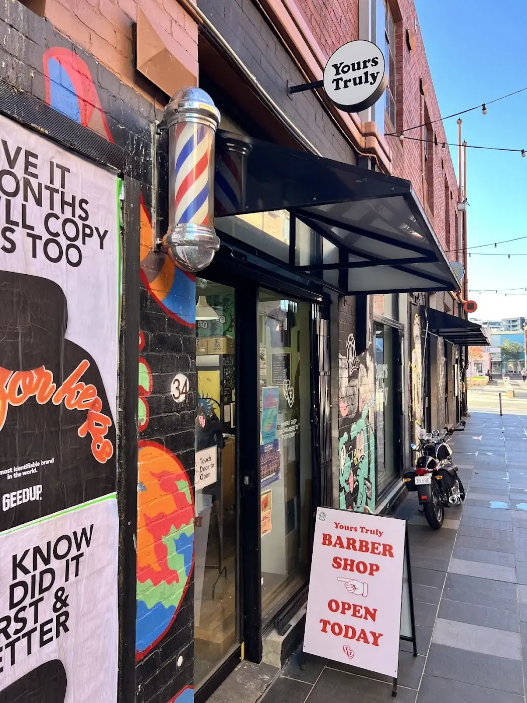 Chambers St outside Yours Truly Barbershop
